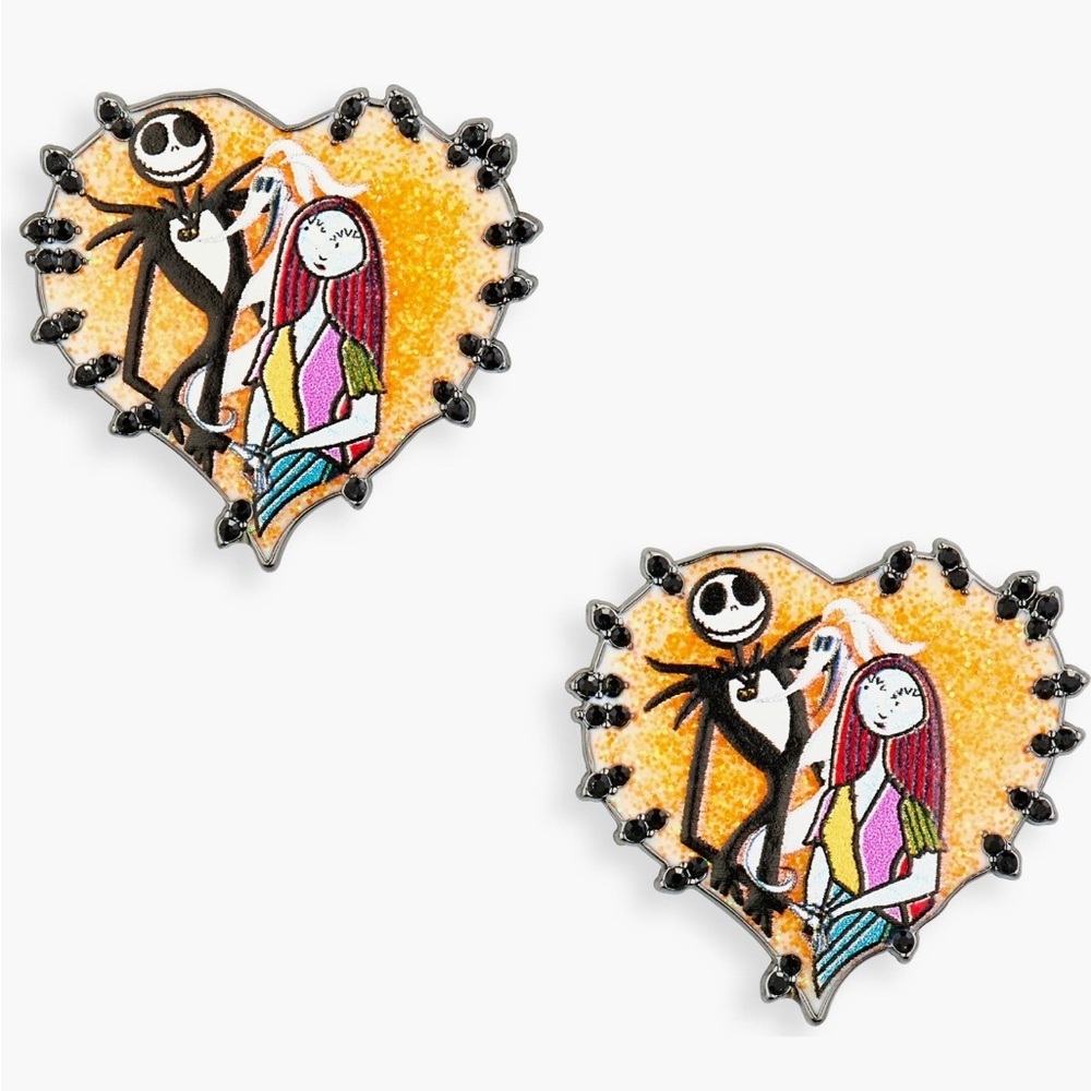 BaubleBar Nightmare Before Christmas Jack Sally Heart earrings NWT